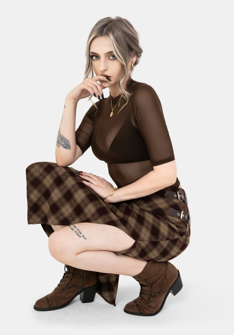 Wane Check Buckle Midaxi Skirt