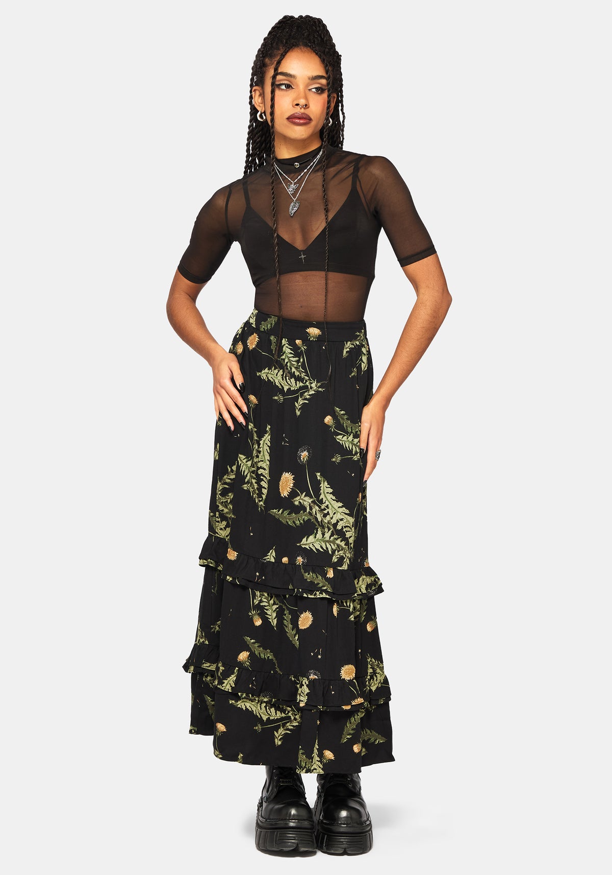 Cimora Dandelion Ruffle Midaxi Skirt