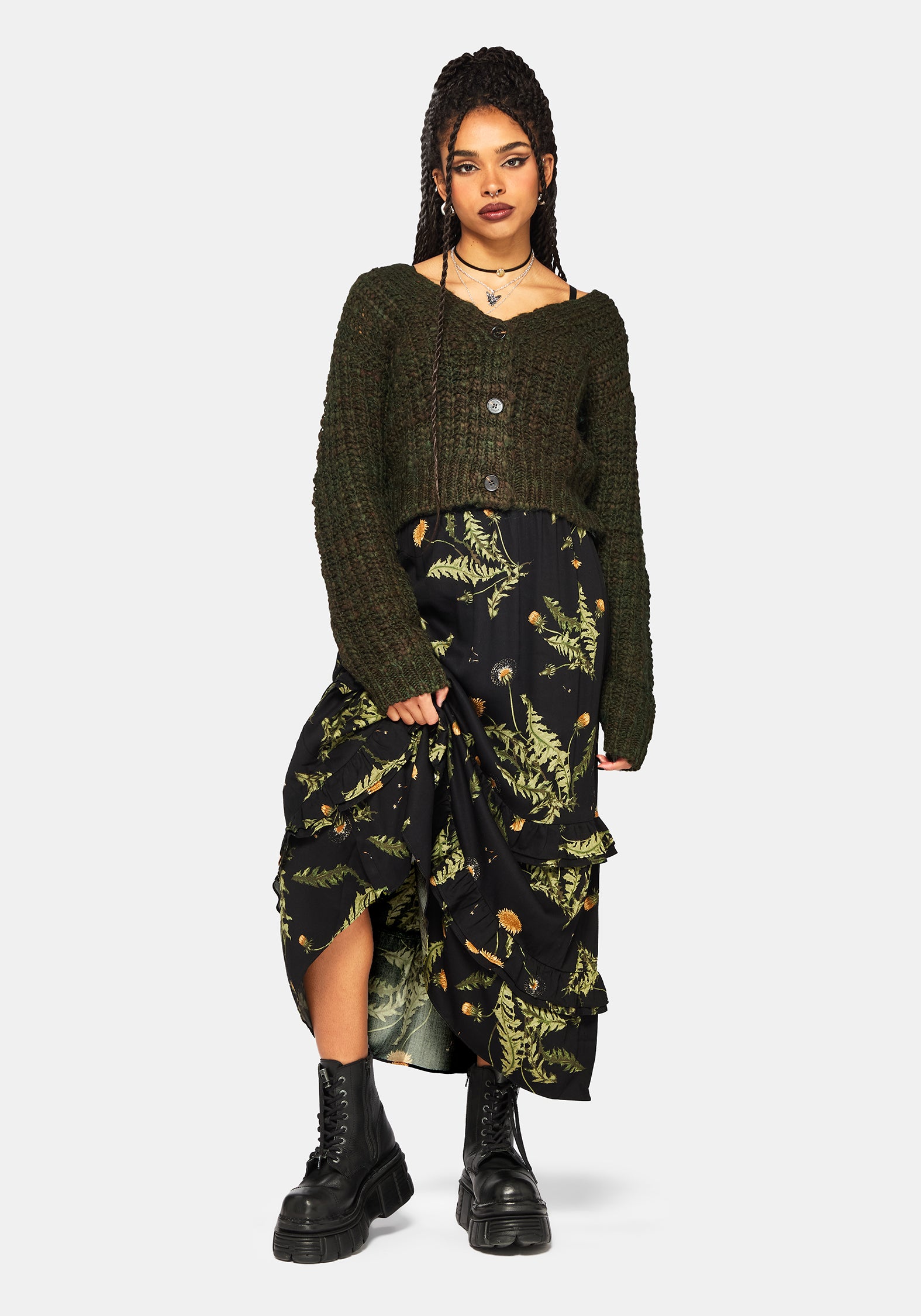 Cimora Dandelion Ruffle Midaxi Skirt