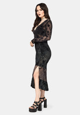 Maeira Tiered Grey Flocked Midaxi Skirt