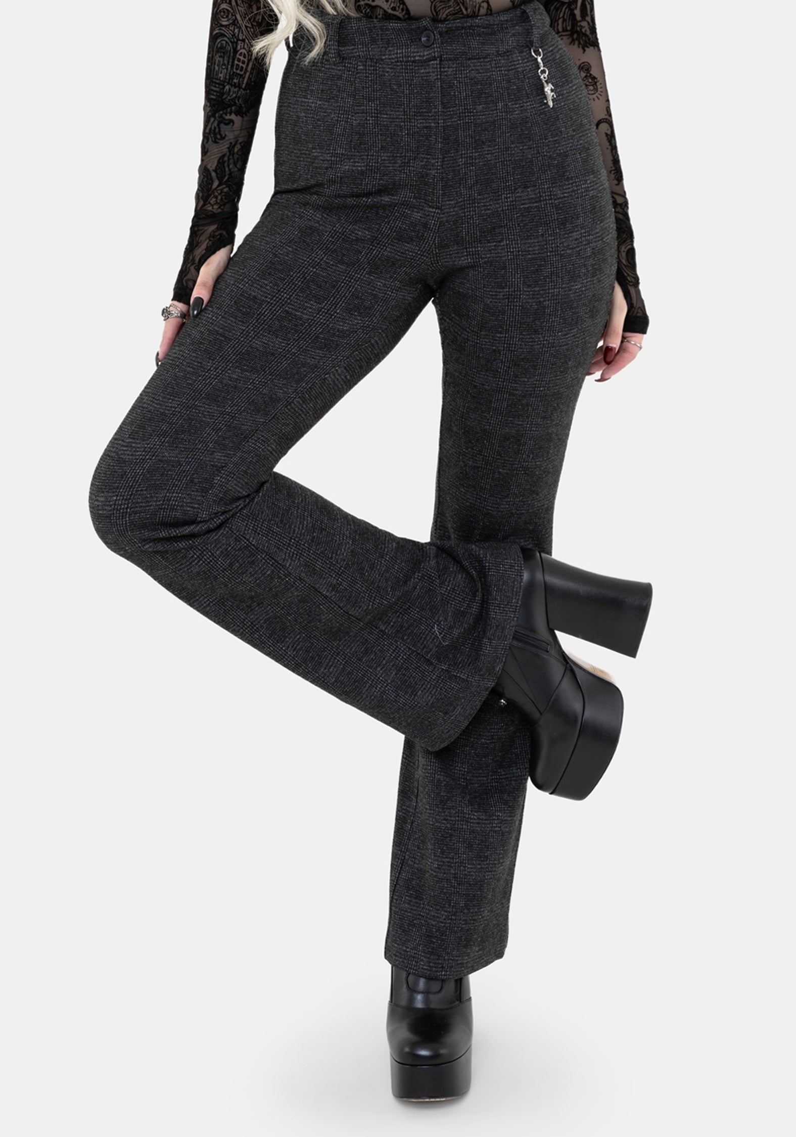 Moura Check Fit And Flare Trouser With Charm