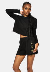 Griffinfly Embroidered Lettuce Hem Pyjama Short