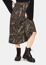 Whispen Moth Print Button Up Midi Skirt