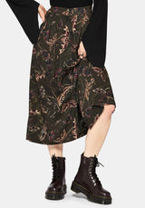 Whispen Moth Print Button Up Midi Skirt