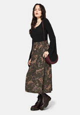 Whispen Moth Print Button Up Midi Skirt