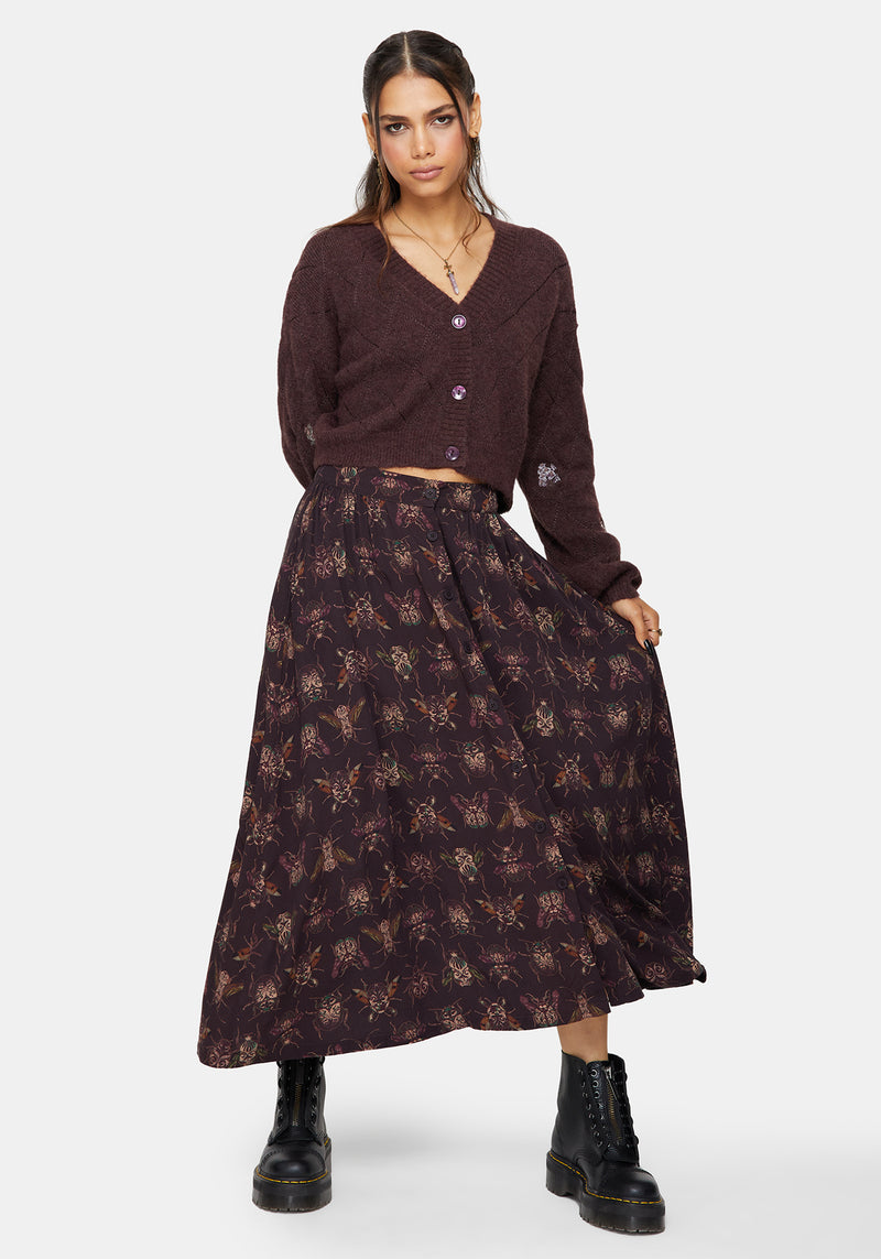 Scorn Bug Printed Midi Skirt