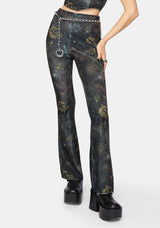 Phoenix Dragon Velour Flare Trouser