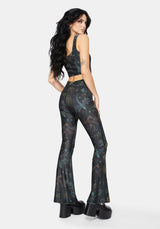 Phoenix Dragon Velour Flare Trouser