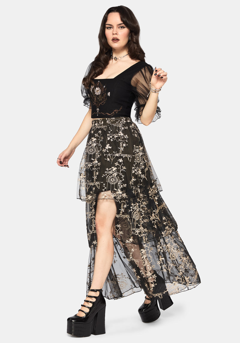 Stellar Vine Split Tiered Tulle Skirt