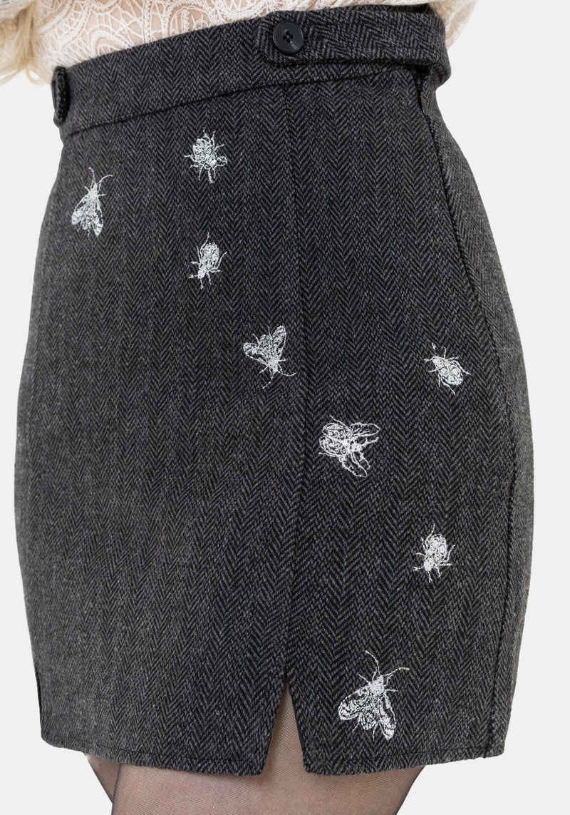 Chrysina Beetle Sequin Embellished Pleated Mini Skirt