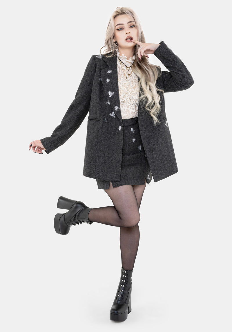 Chrysina Beetle Sequin Embellished Pleated Mini Skirt