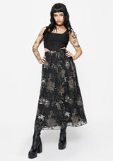 Estrid Embroidered Mesh Midaxi Skirt - Silver