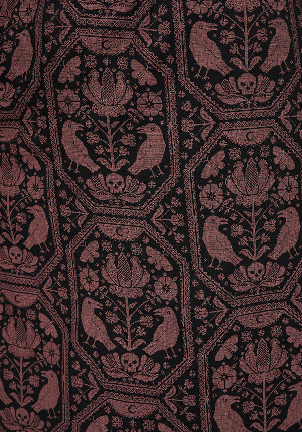 Annabel Inverted Raven Print Button Down Midi Skirt