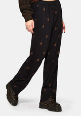 Ruin Fern Brown Embroidery Wide Leg Trouser