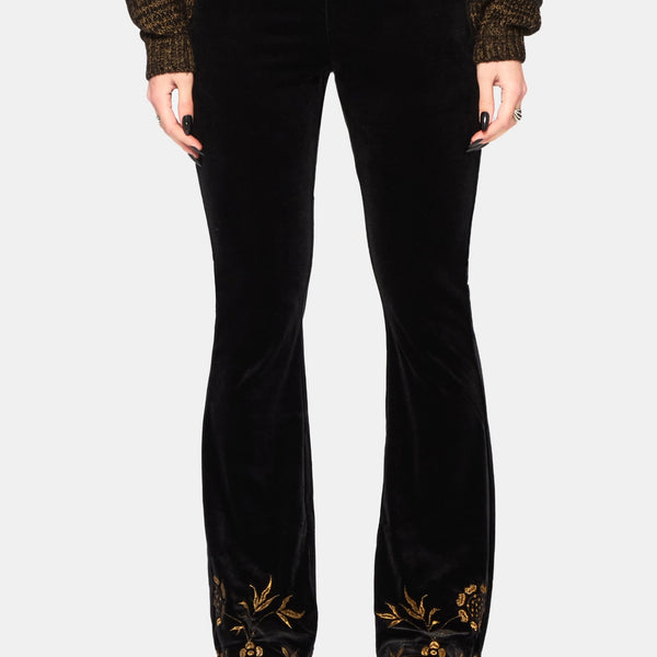 Kobra Velour Embroidered Flare Trouser – Disturbia
