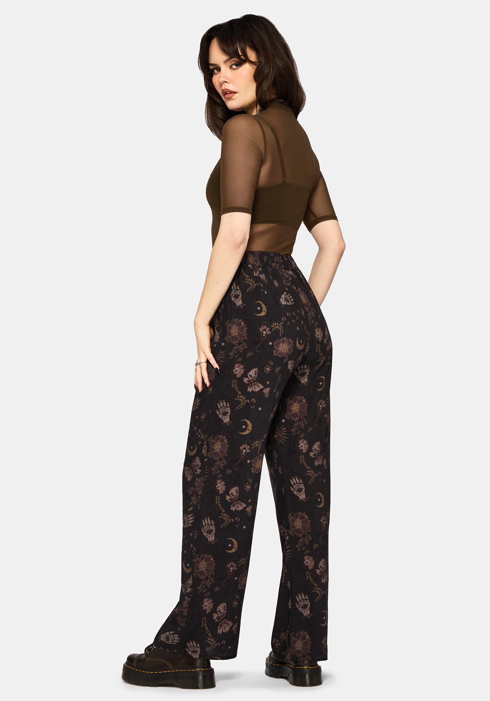 Angela Folk Print Wide Leg Trouser