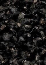 Crimson Magpie and Moth Print Mini Ruffle Dress