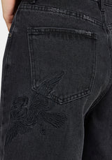 Selin Embroidered Longline Denim Shorts