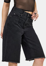 Selin Embroidered Longline Denim Shorts