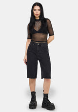 Selin Embroidered Longline Denim Shorts