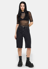 Selin Embroidered Longline Denim Shorts