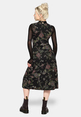 Poison Eden Print Denim Midi Dress