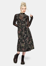 Poison Eden Print Denim Midi Dress