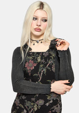 Poison Eden Print Denim Dungaree Short UK 6