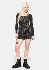 Poison Eden Print Denim Dungaree Short UK 6