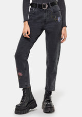 Rosanella Embroidered Denim Mom Jean