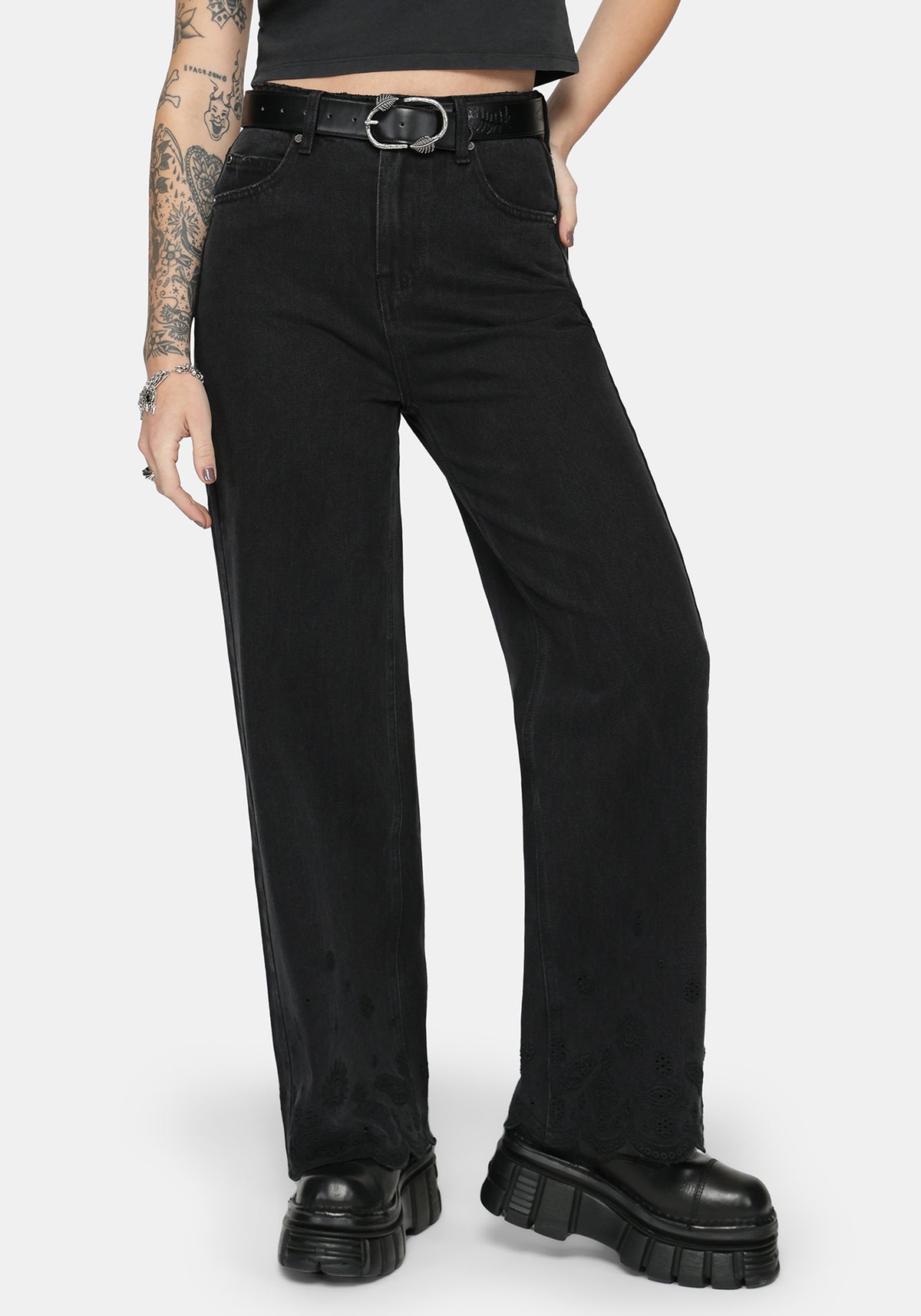 Ayr Broderie Straight Leg Denim Jean