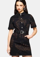 Ruin Fern Printed Mini Shirt Dress