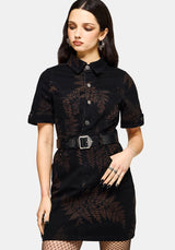 Ruin Fern Printed Mini Shirt Dress