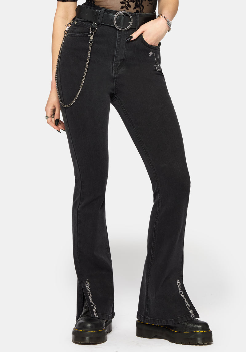 Reina Celestial Embroidered Denim Kick Flare Jean – Disturbia
