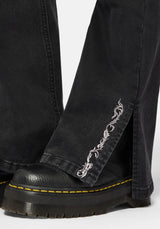 Reina Celestial Embroidered Denim Kick Flare Jean