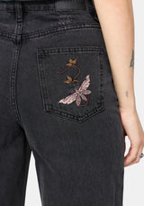 Maleah Embroidered Denim Barrel Jeans