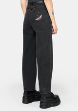 Maleah Embroidered Denim Barrel Jeans
