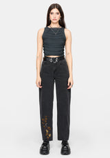 Maleah Embroidered Denim Barrel Jeans