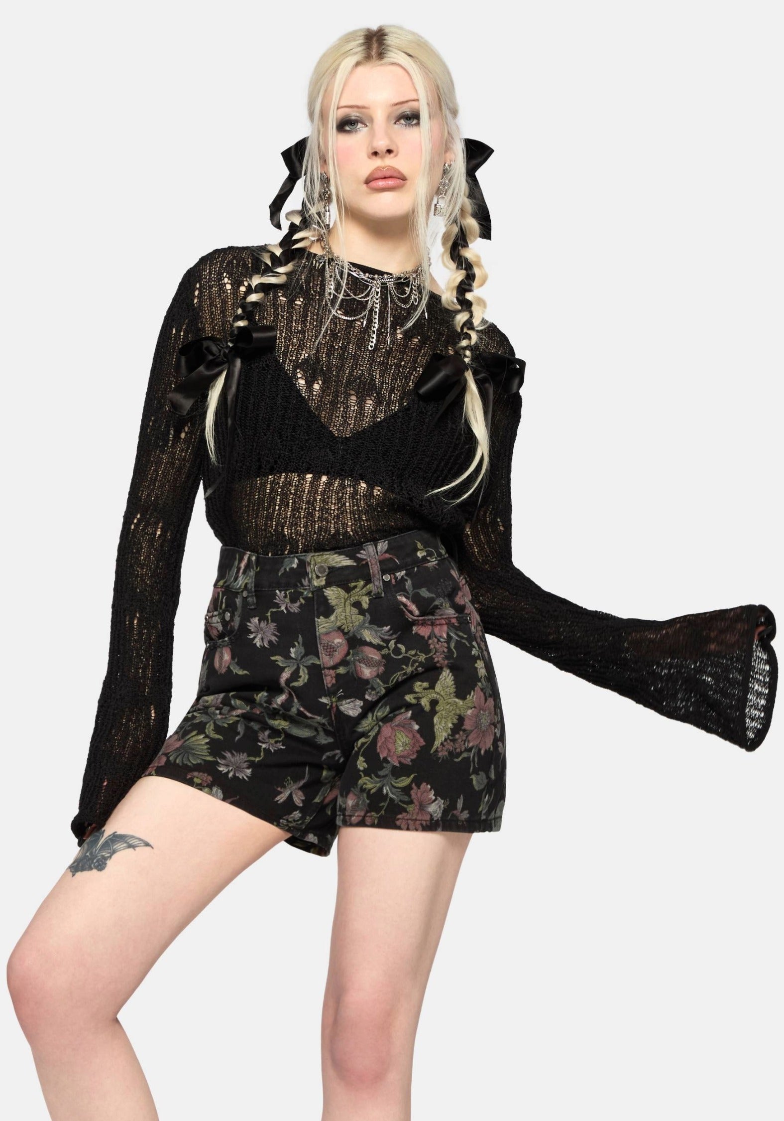 Poison Eden Print Denim Short 24" / UK 6