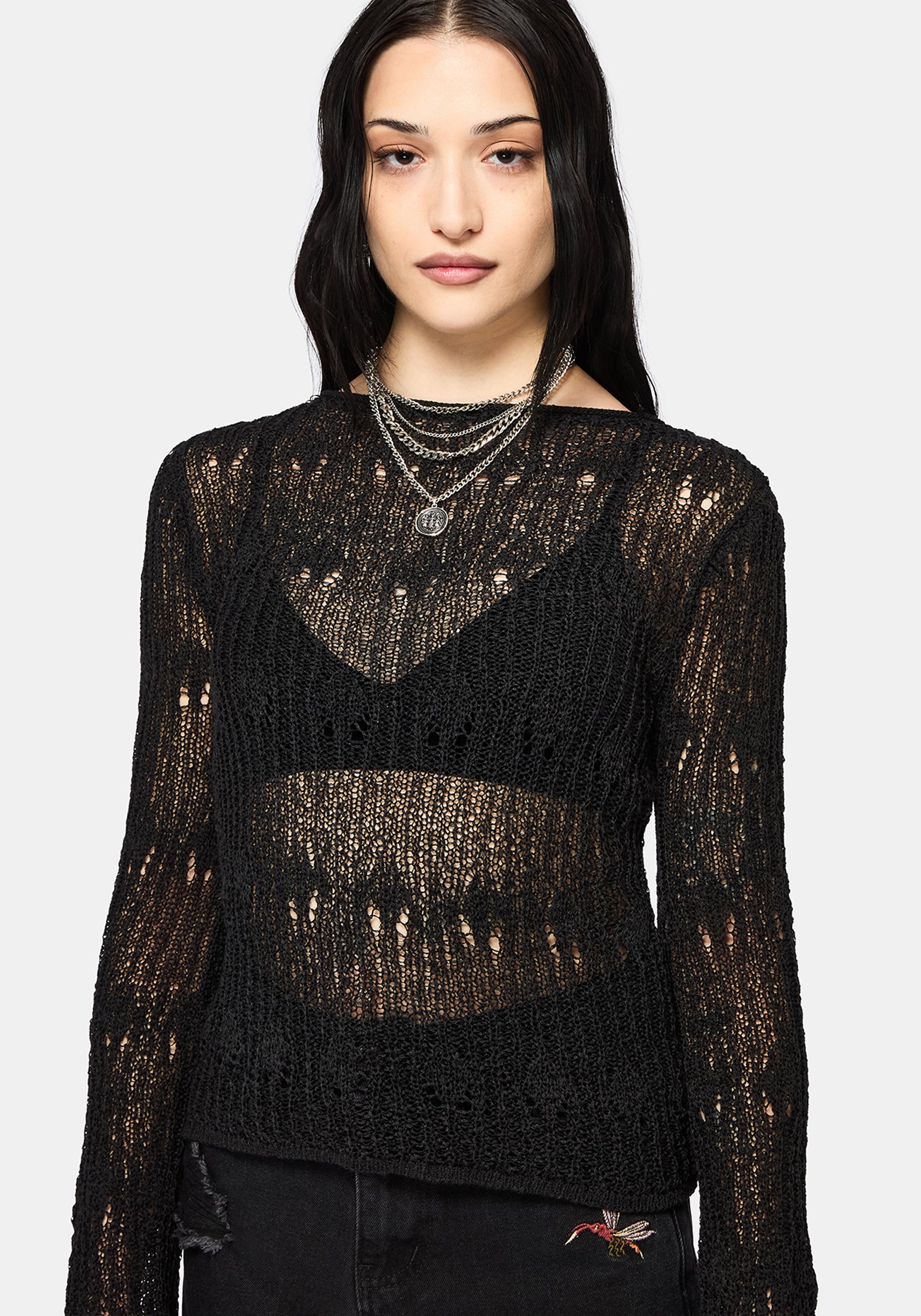 Damien Ladder Knit Top - Black