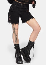 Poison Eden Embroidered Denim Short