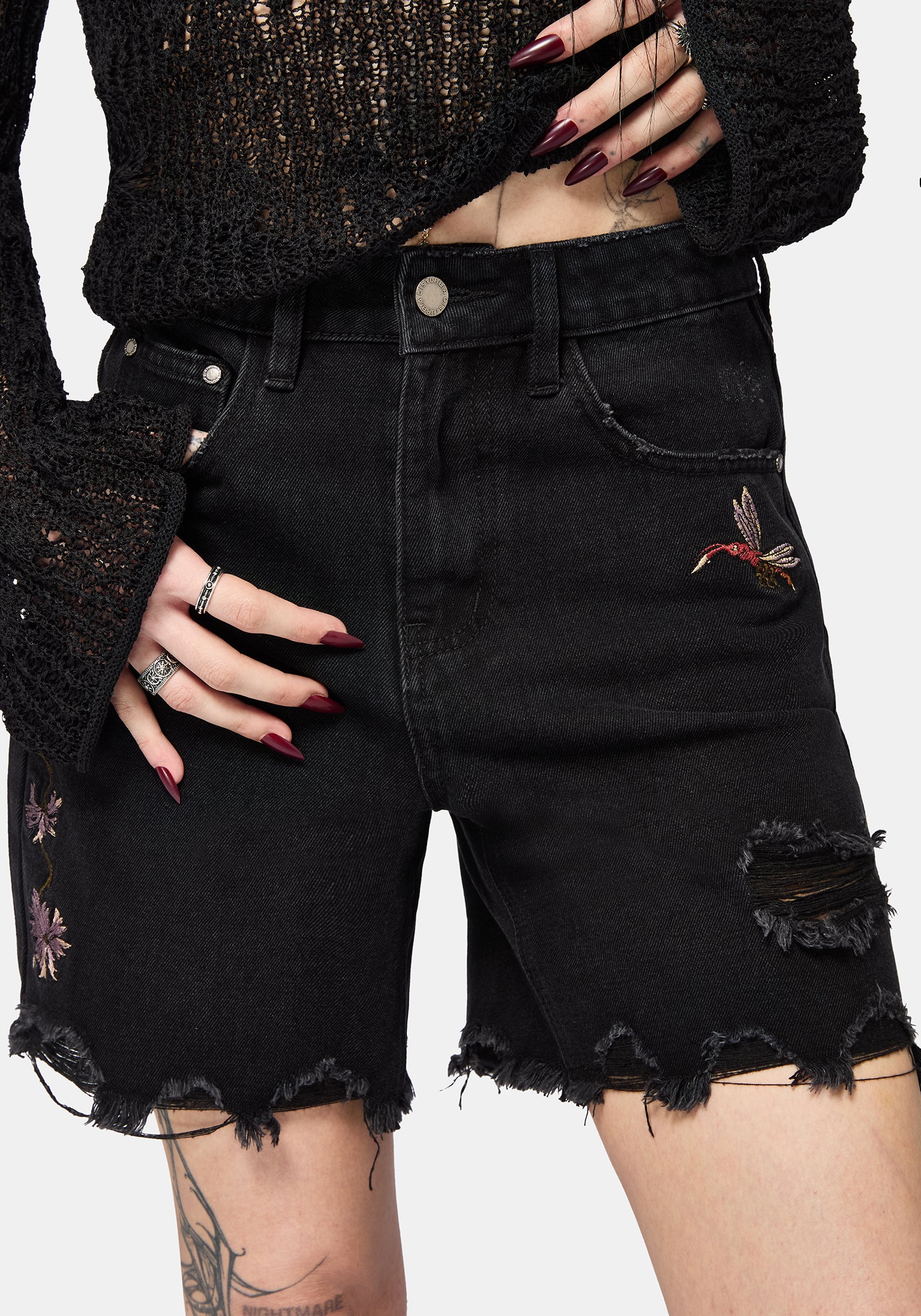 Poison Eden Embroidered Denim Short