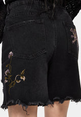 Poison Eden Embroidered Denim Short