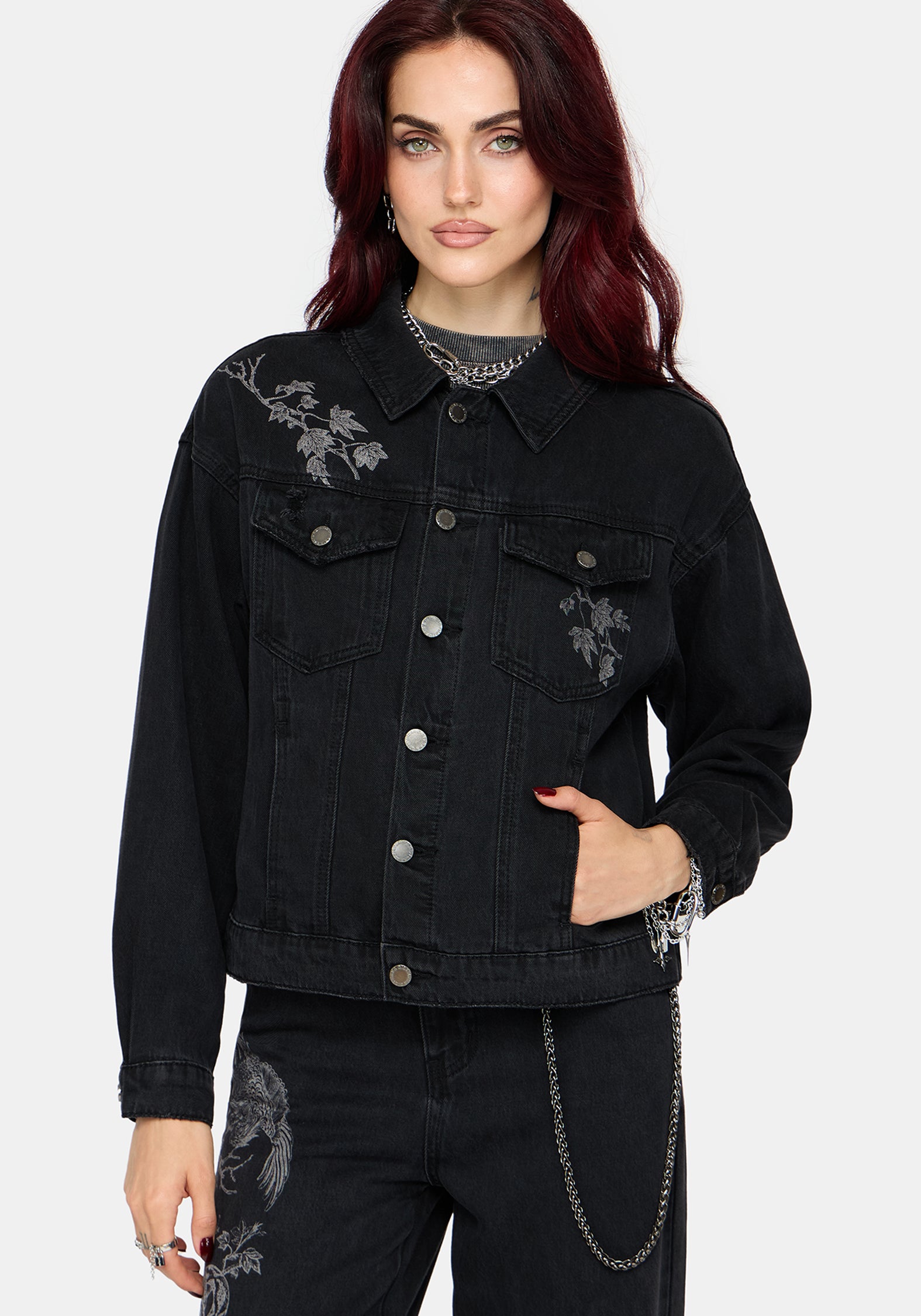 Cleo Phoenix Print Denim Jacket