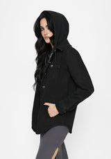 Trellis Hooded Pocket Denim Shacket