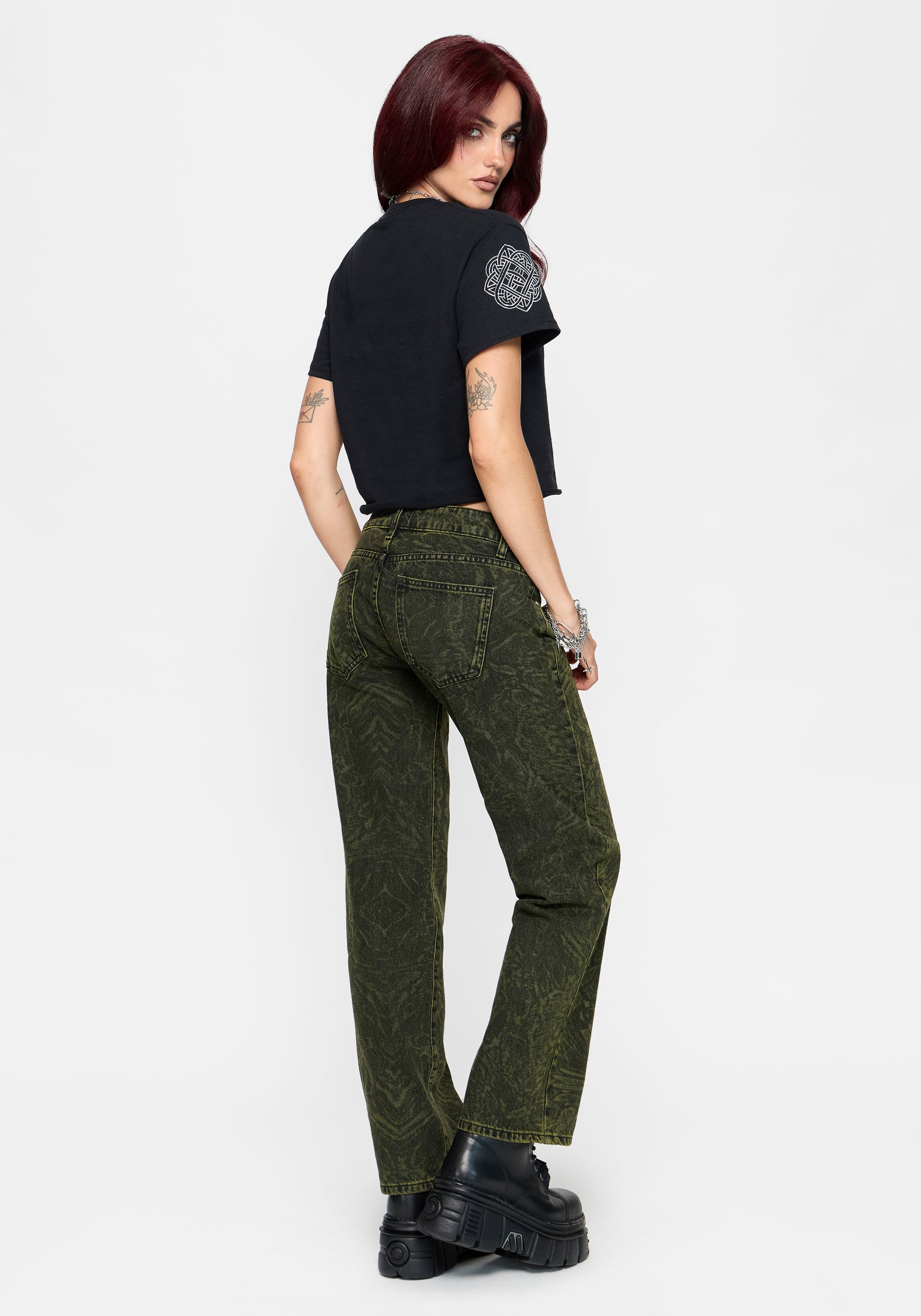 Narcissa Snake Print Low Rise Straight Leg Jean
