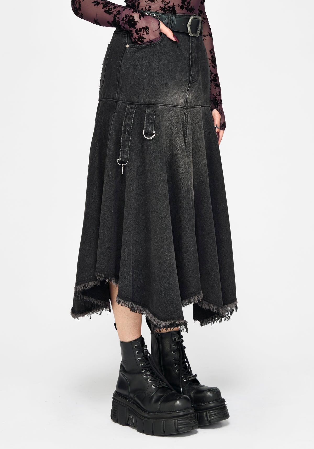 Erica Hanky Hem Denim Midi Skirt