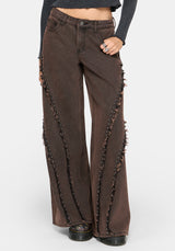 Otis Studded Frayed Relaxed Wide Leg Jean
