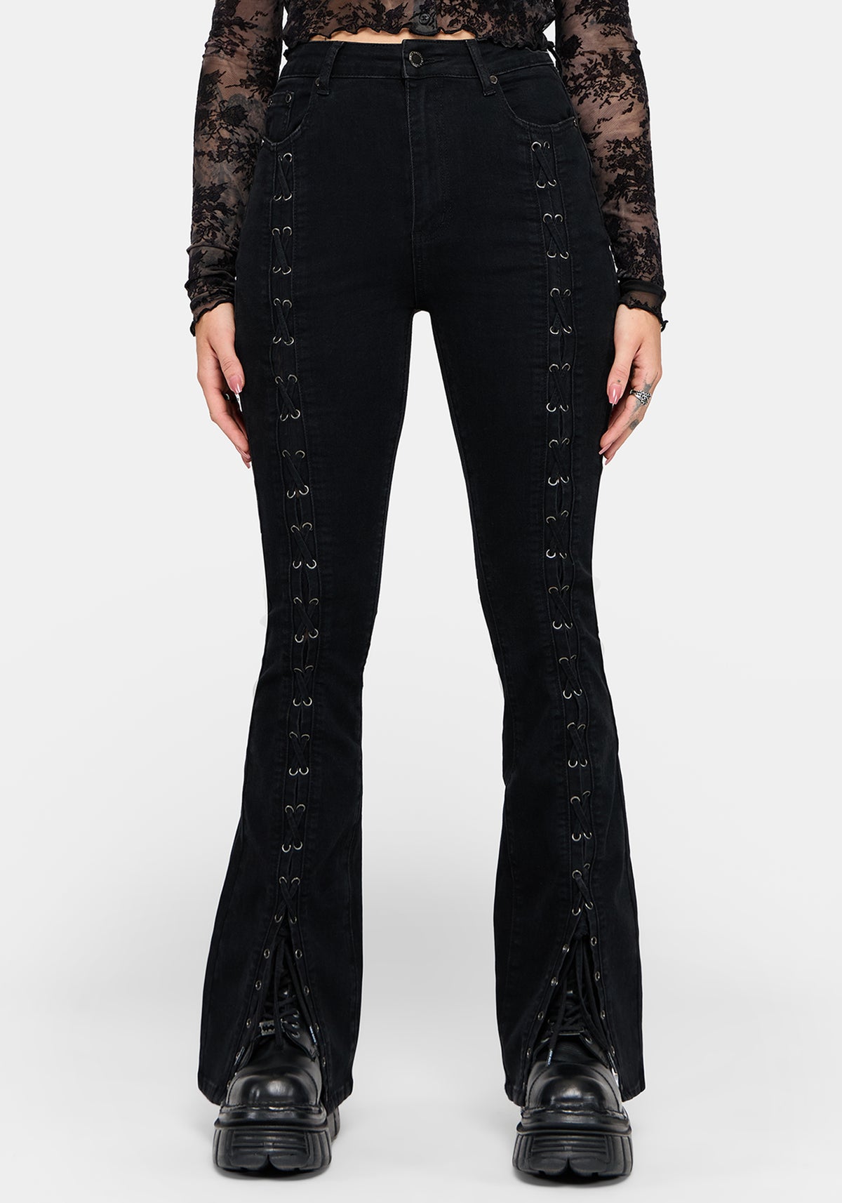 Astrid Extreme Lace Up Flare Jean