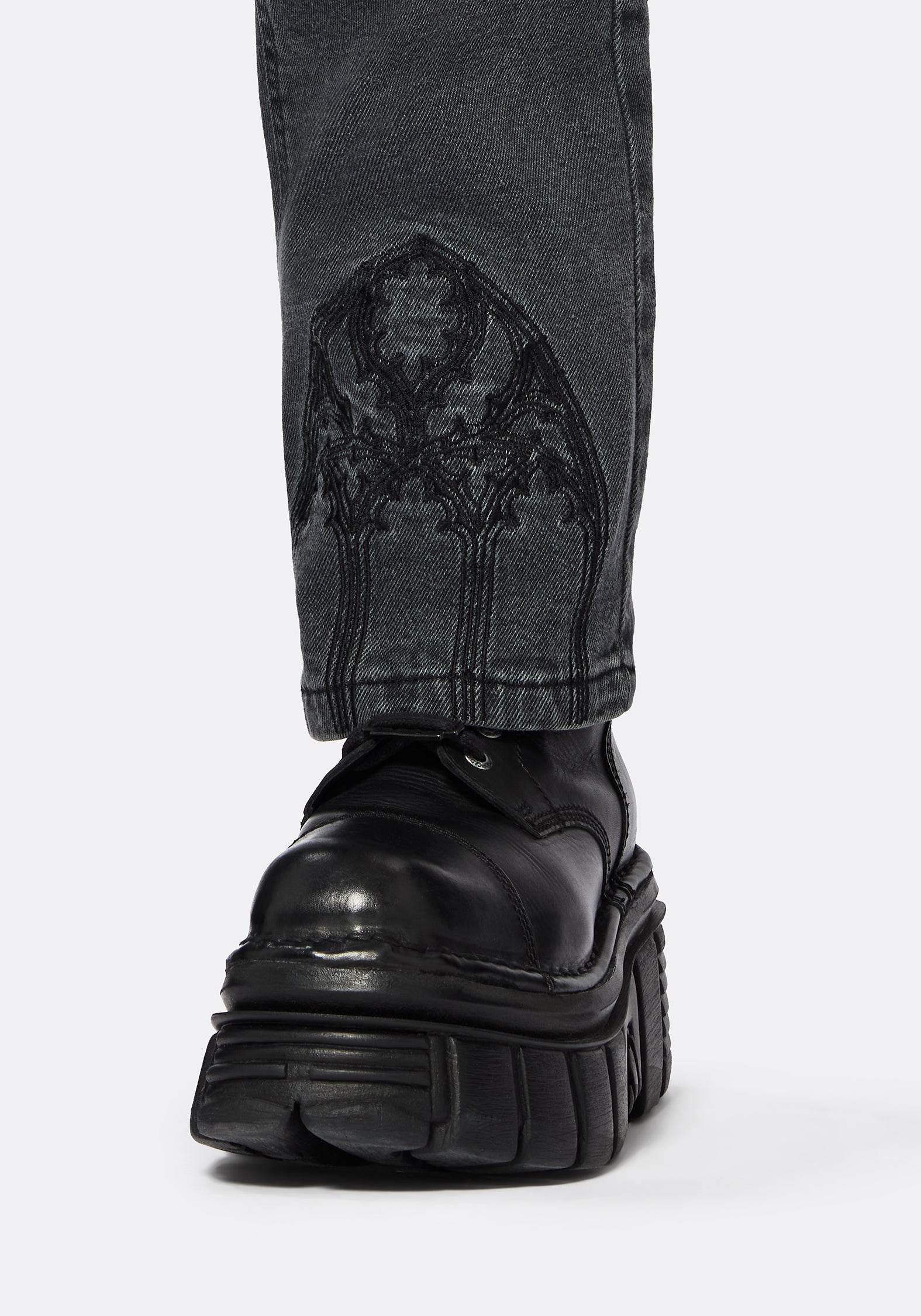 Occult Embroidered Straight Leg Jeans